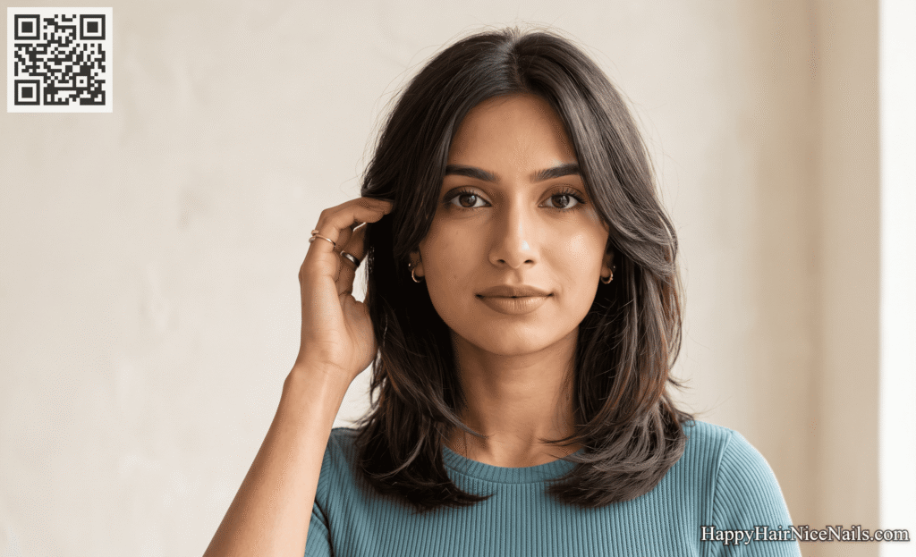 Long Face-Framing Layers — Elongating Lob Hairstyles for Round Face