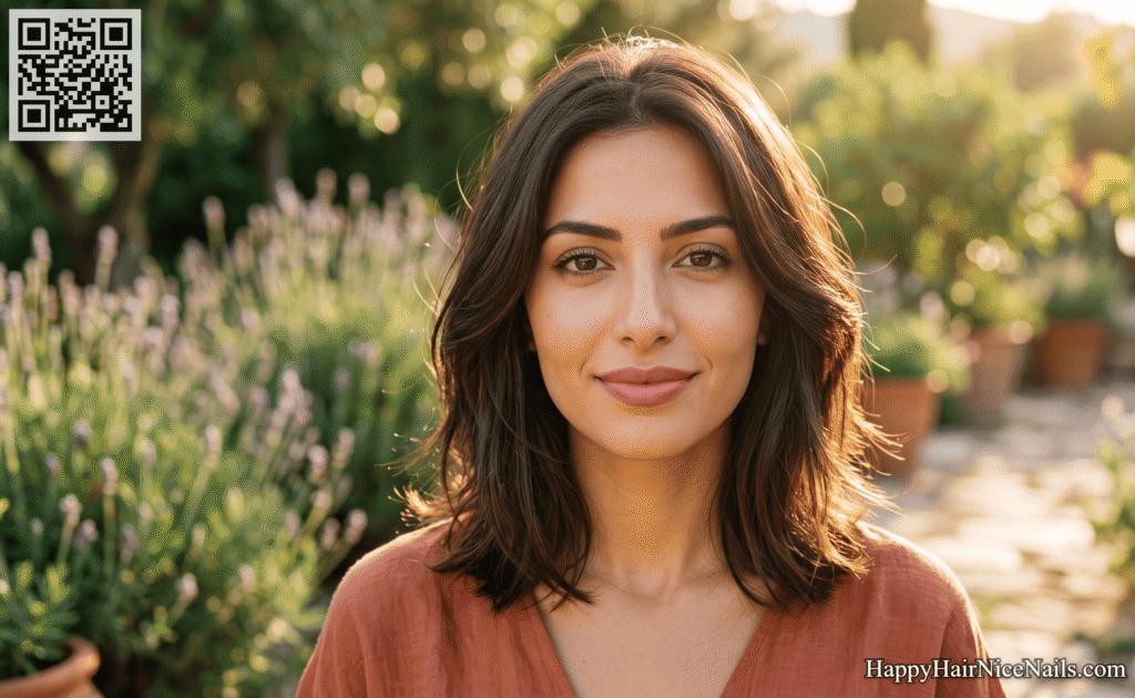 Feathered Ends Lob — Softer Alternative Lob Hairstyles for Round Face