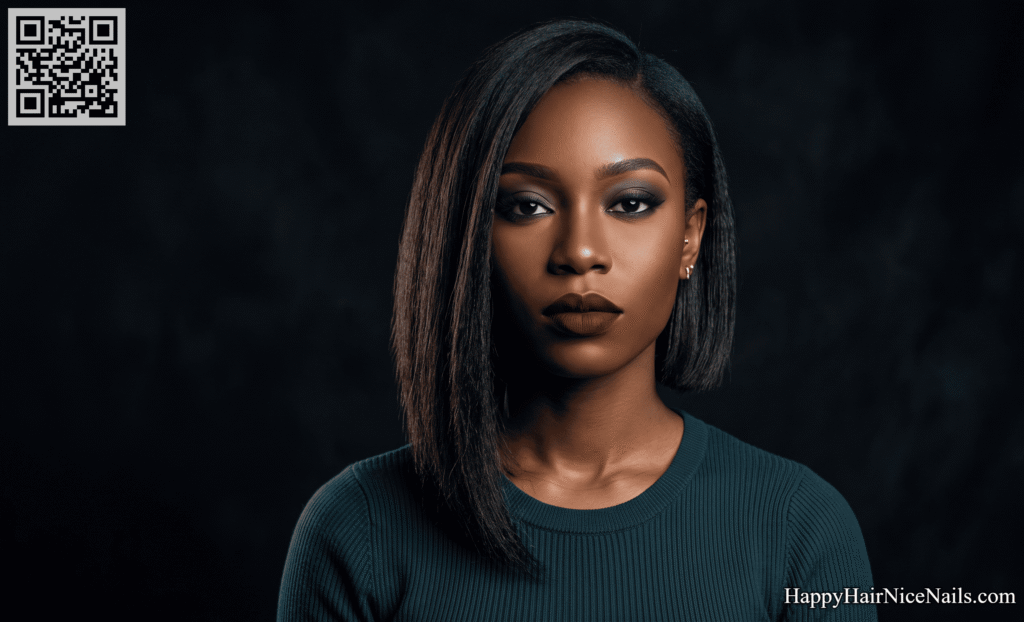 Asymmetric Lob — Bold, Angular Lob Hairstyles for Round Face Contrast