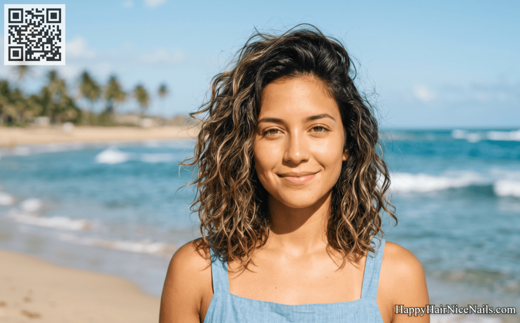 Wavy Beach-Textured Lob — Relaxed Lob Hairstyles for Round Face Softening