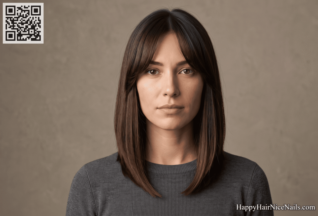  Lob with Curtain Bangs on an Angled Silhouette