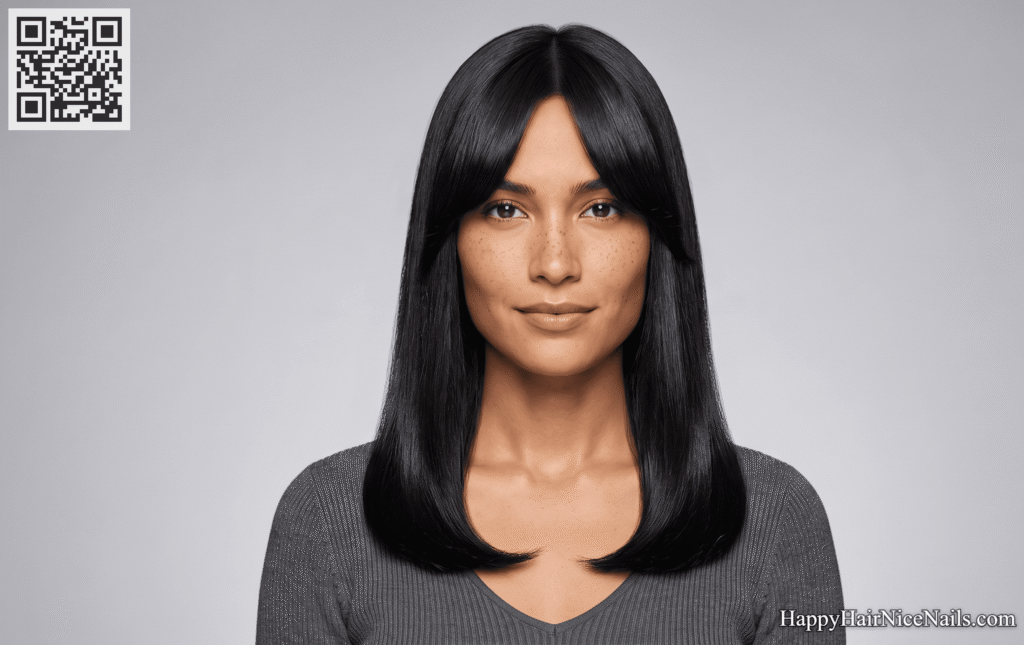 Lob with Curtain Bangs and Blunt Ends