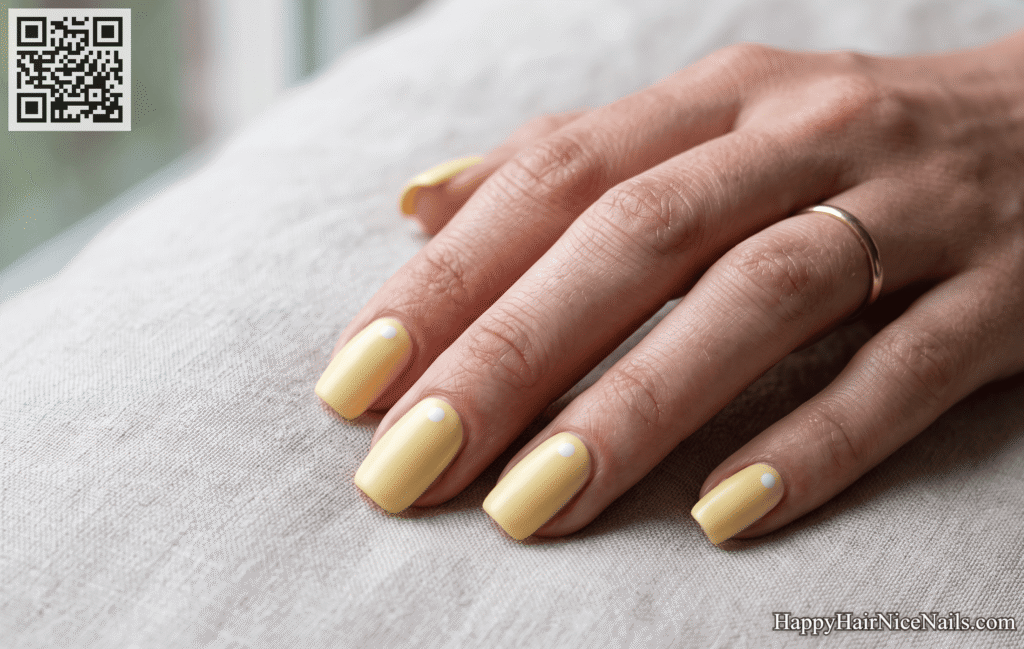 Soft Yellow Dot: Playful Minimal Spring Nails