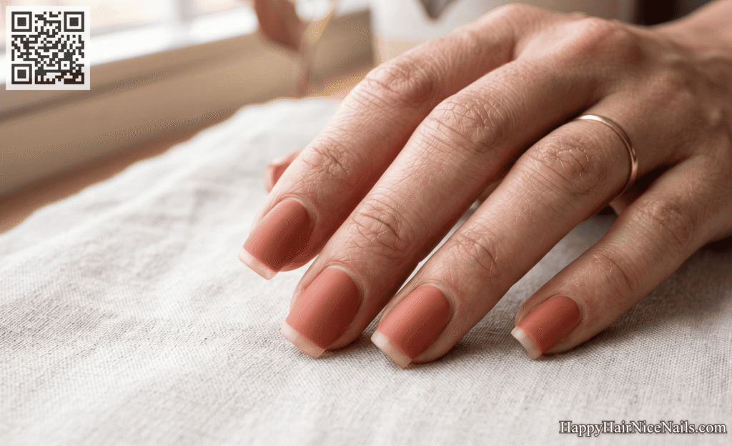  Terracotta Edge: Earthy Minimal Spring Nails