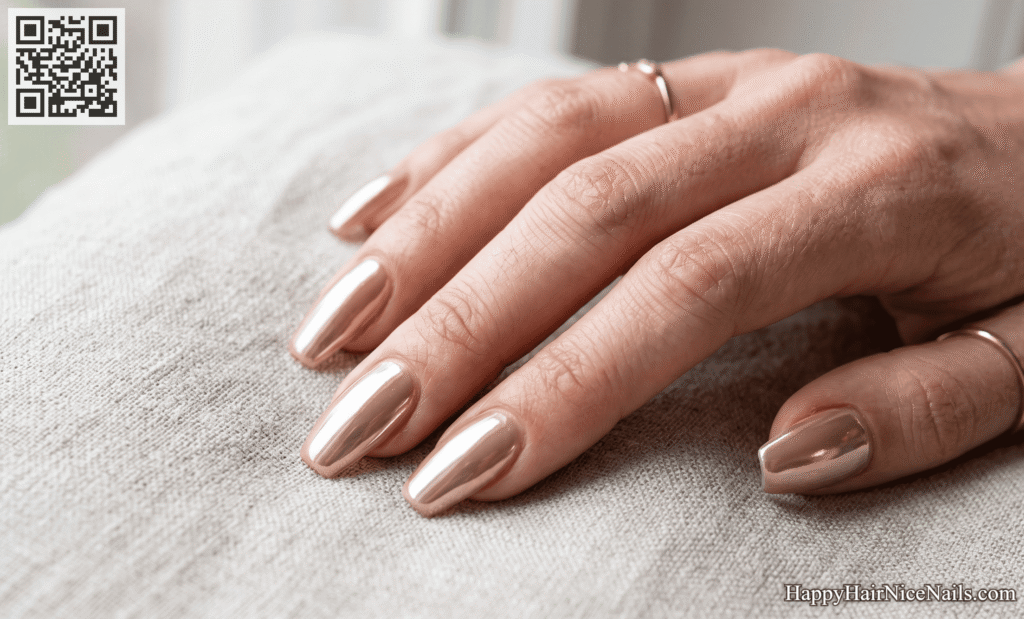  Chrome Nude: Reflective Minimal Spring Nails