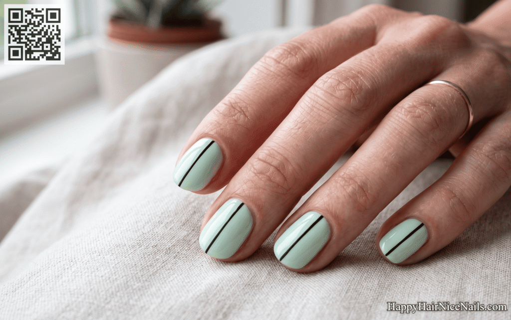 Mint Line Art: Fresh Minimal Spring Nails