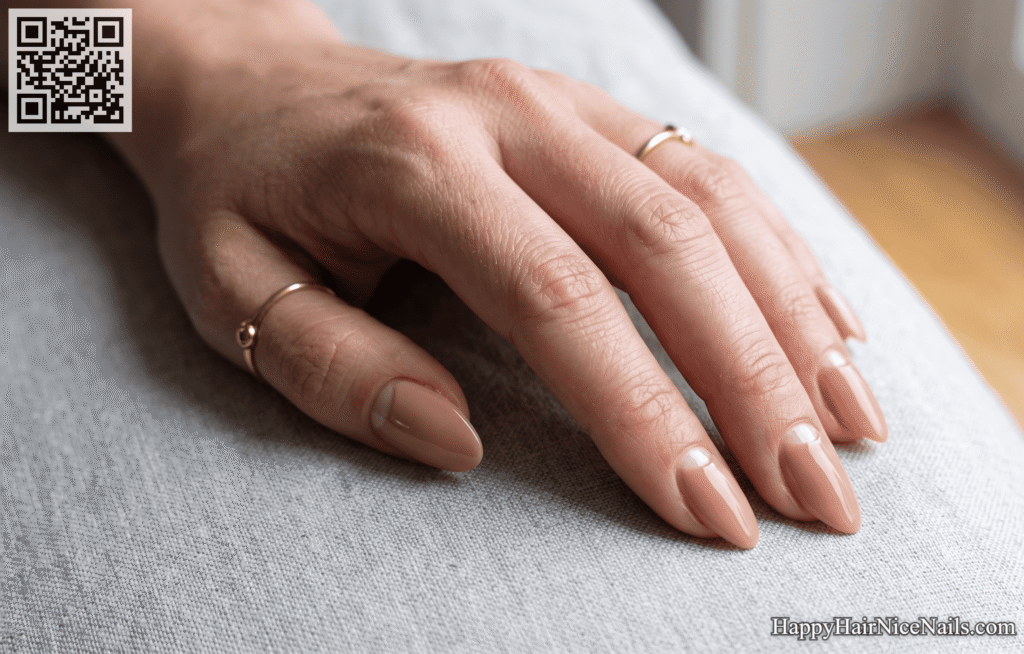White Space Crescent: Negative Space Minimal Spring Nails