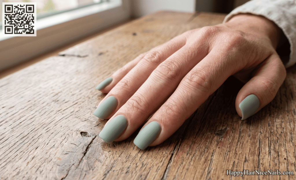 Sage Whisper: Soft Minimal Spring Nails in Green