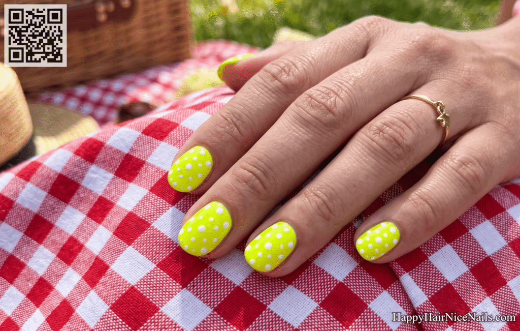 Neon Yellow Polka Dot Neon Summer Nails