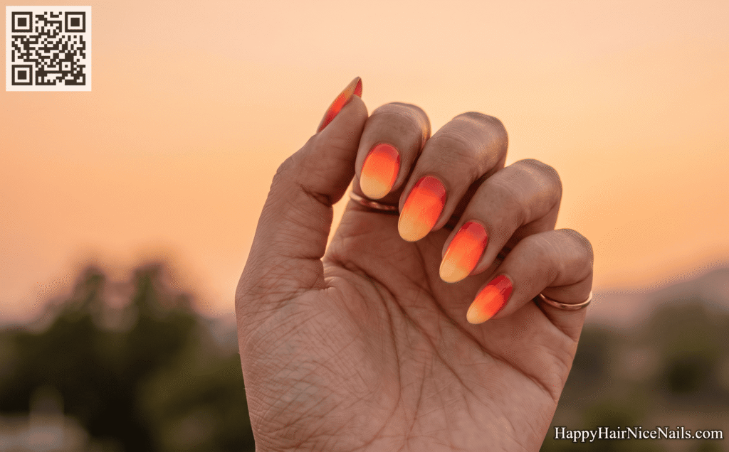 Neon Orange Sunset Gradient Neon Summer Nails