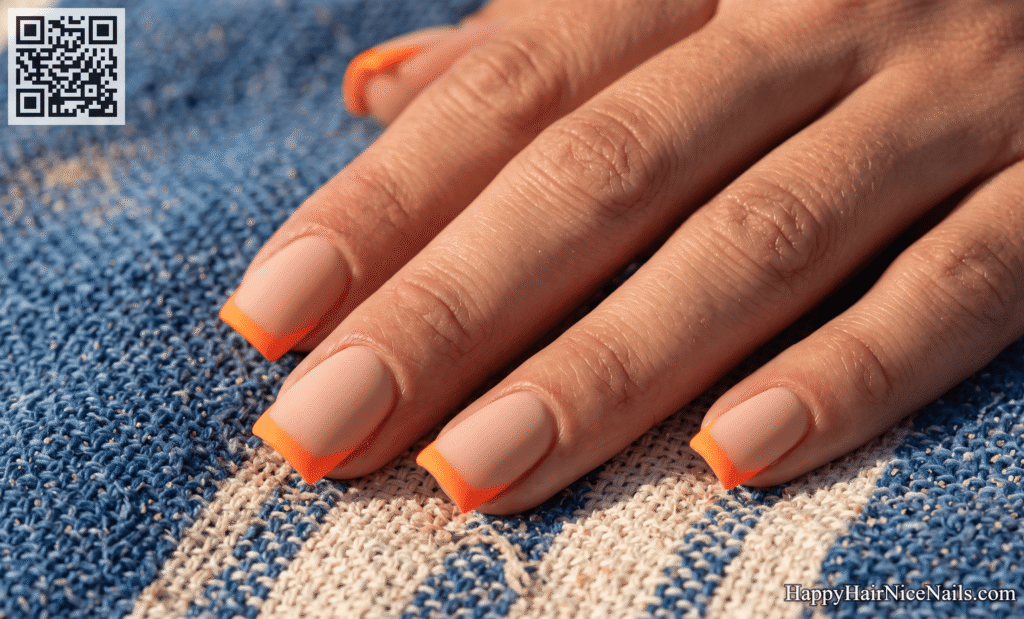 Neon Orange French Tip Neon Summer Nails