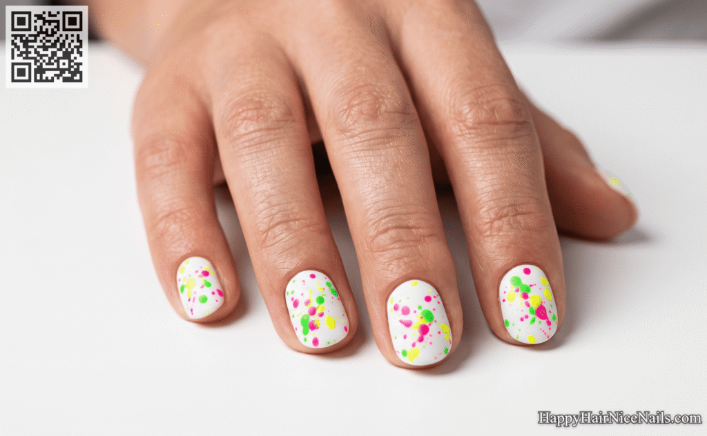 Multicolor Neon Splatter Neon Summer Nails