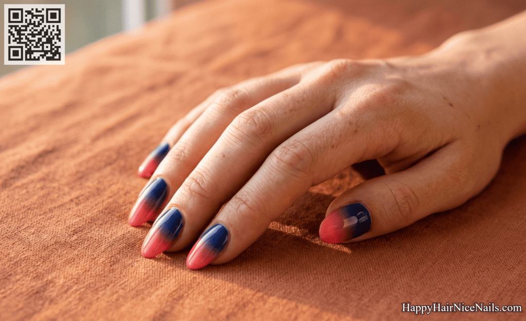 Sunset Ocean Nails with Gradient Tips