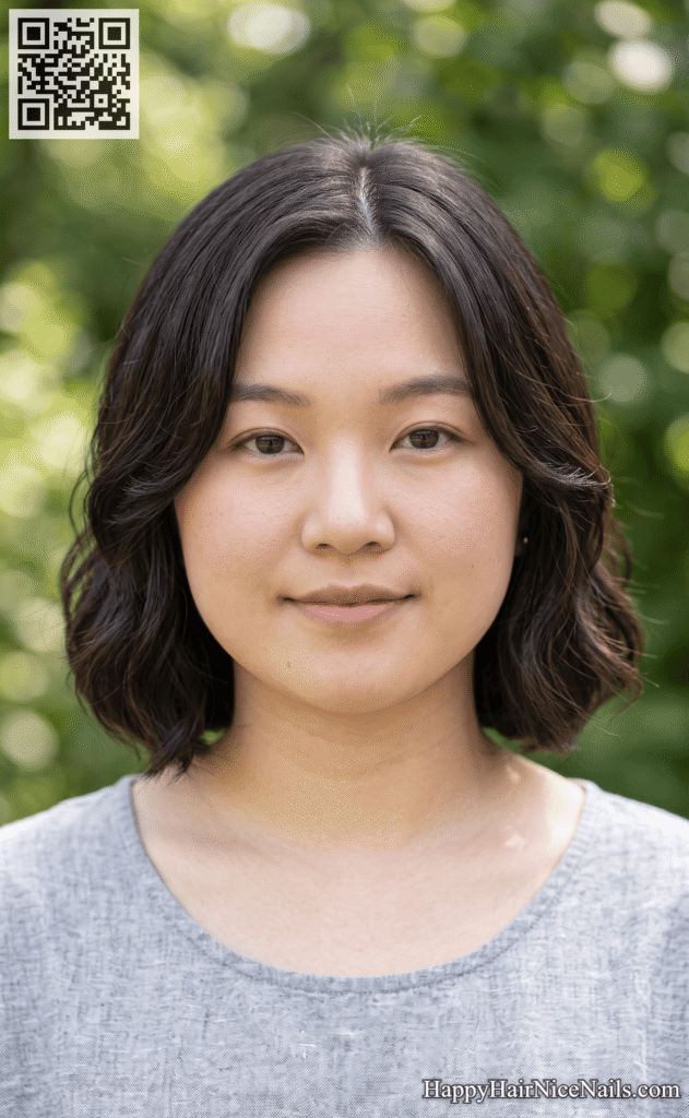 Curtain-Layered Round Face Bob