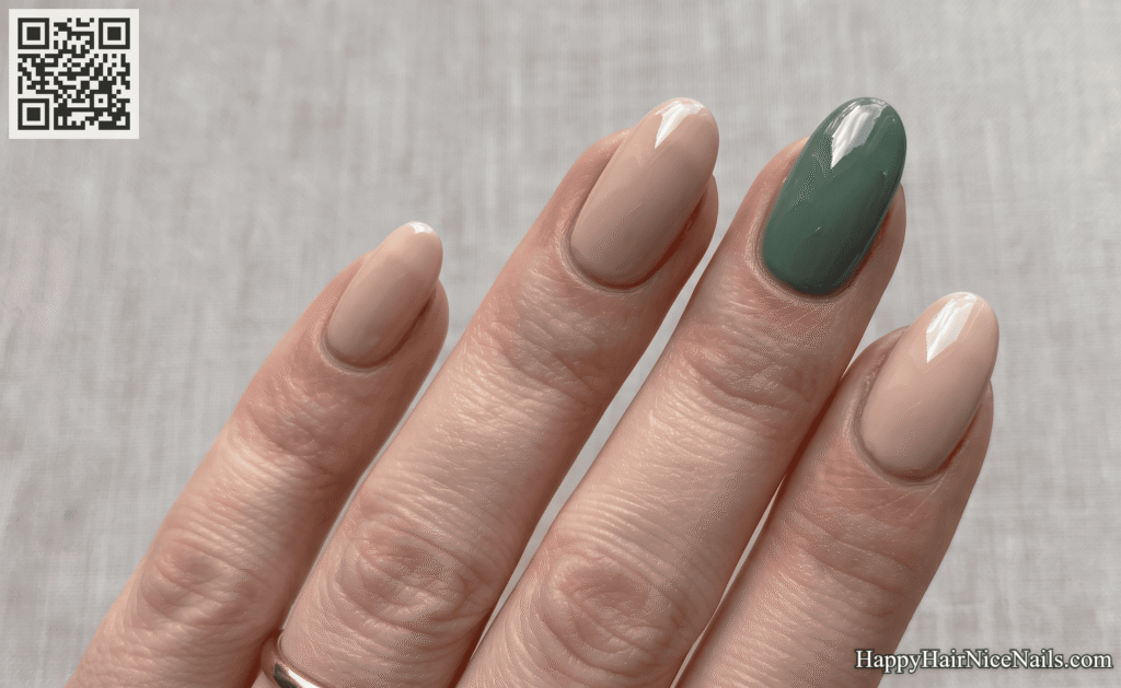 Sage Green Spring Nails Simple Single Accent Nail