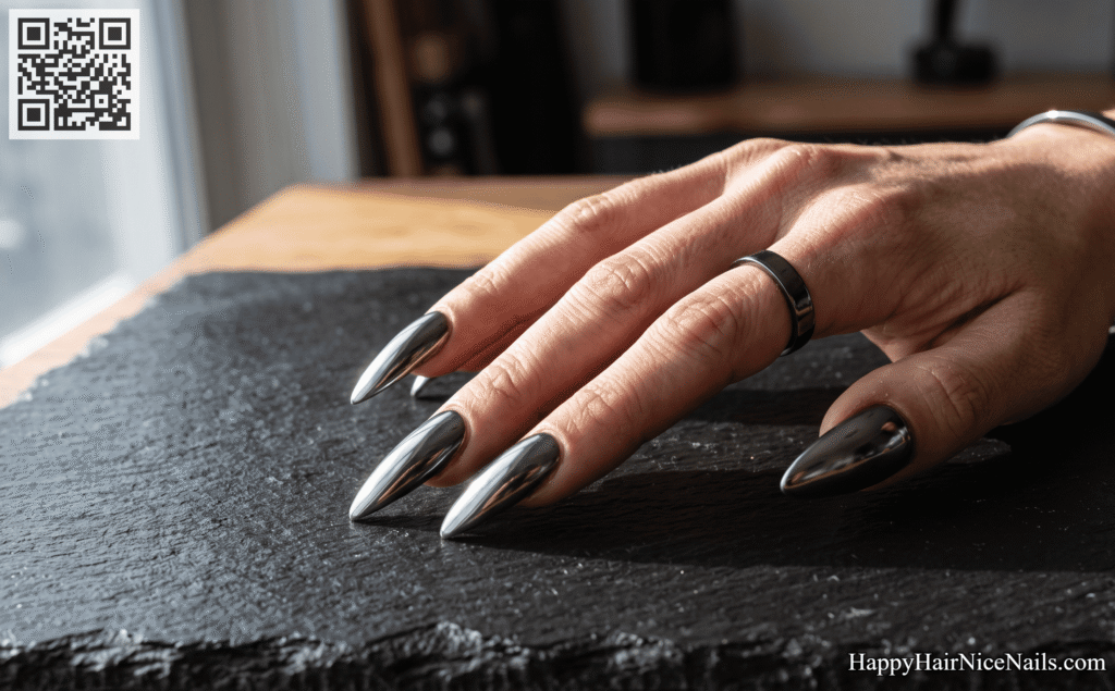 Dark mirror Spring Chrome Nails