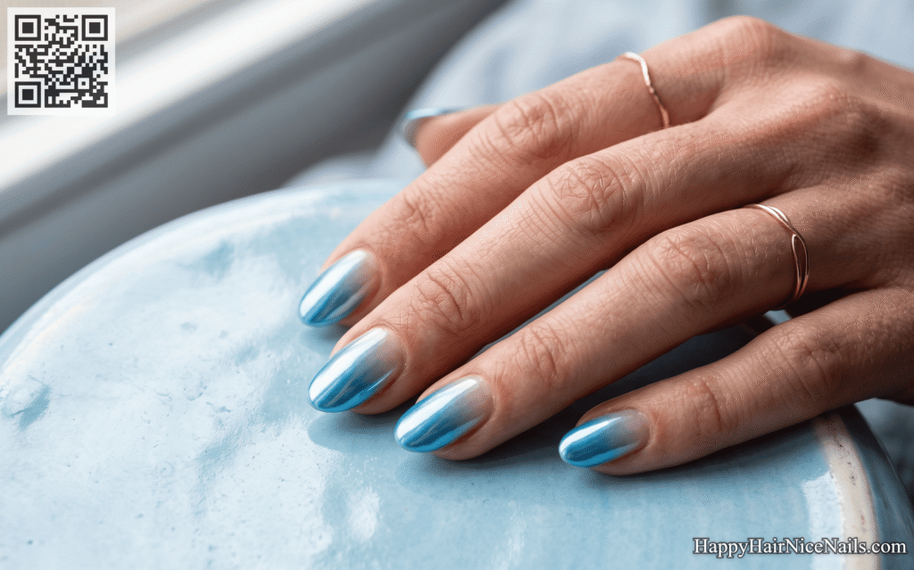 Reverse chrome fade Spring Chrome Nails