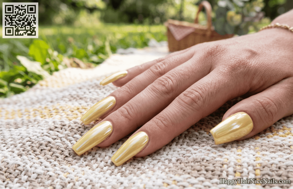 Warm Spring Chrome Nails