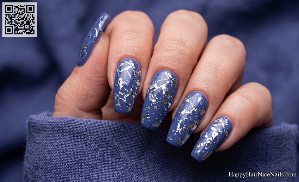 Periwinkle Foil Gel Nails
