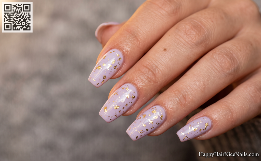 Lavender Foil Fleck Spring Gel Nails