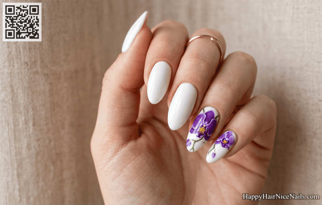 Tropical Nails: Orchid Hand-Painted Petals