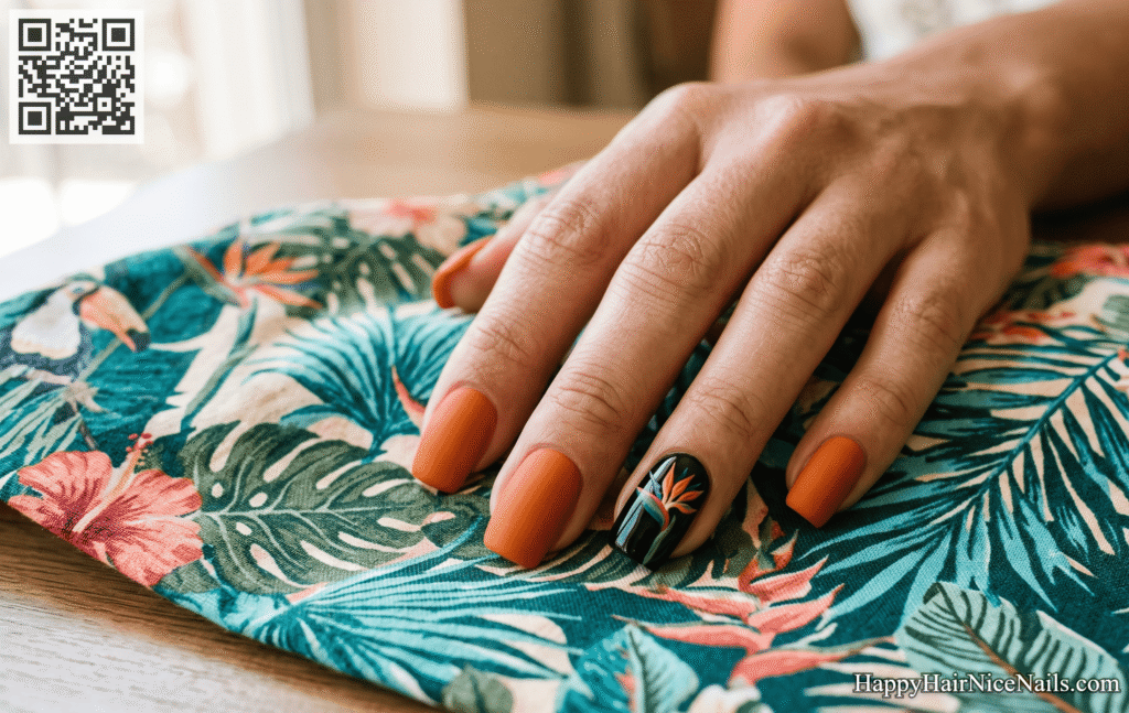 Tropical Nails: Bird of Paradise Accent Nail