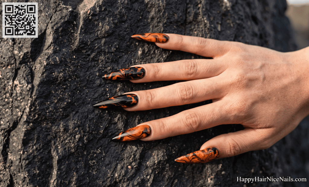 Tropical Nails: Lava Flow Marble