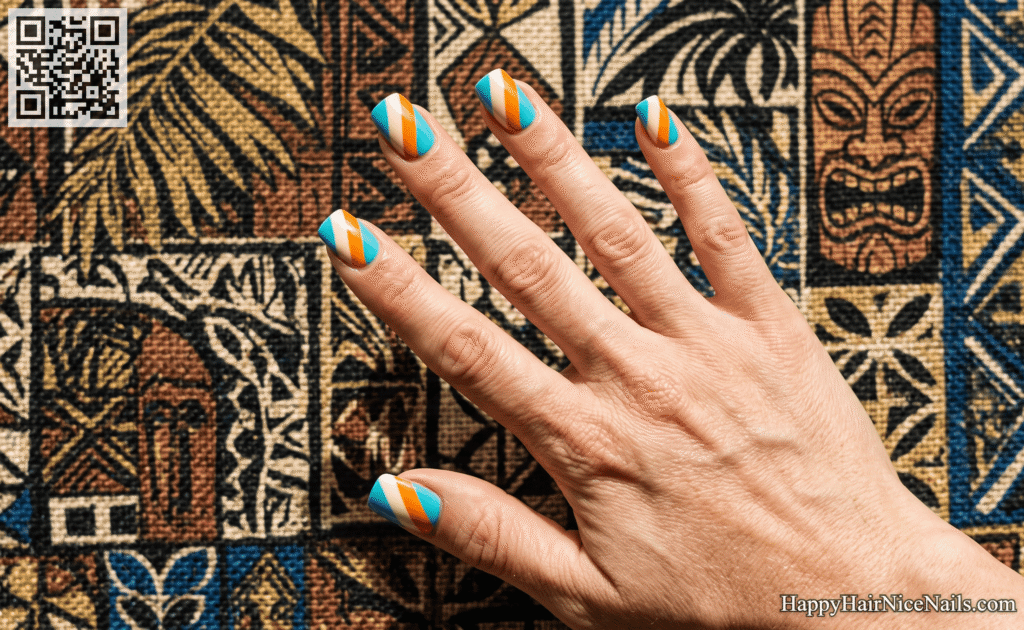 Tropical Nails: Tiki Bar Stripe