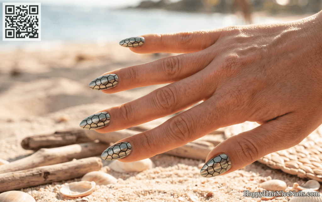 Tropical Nail: Sea Turtle Shell Chrome