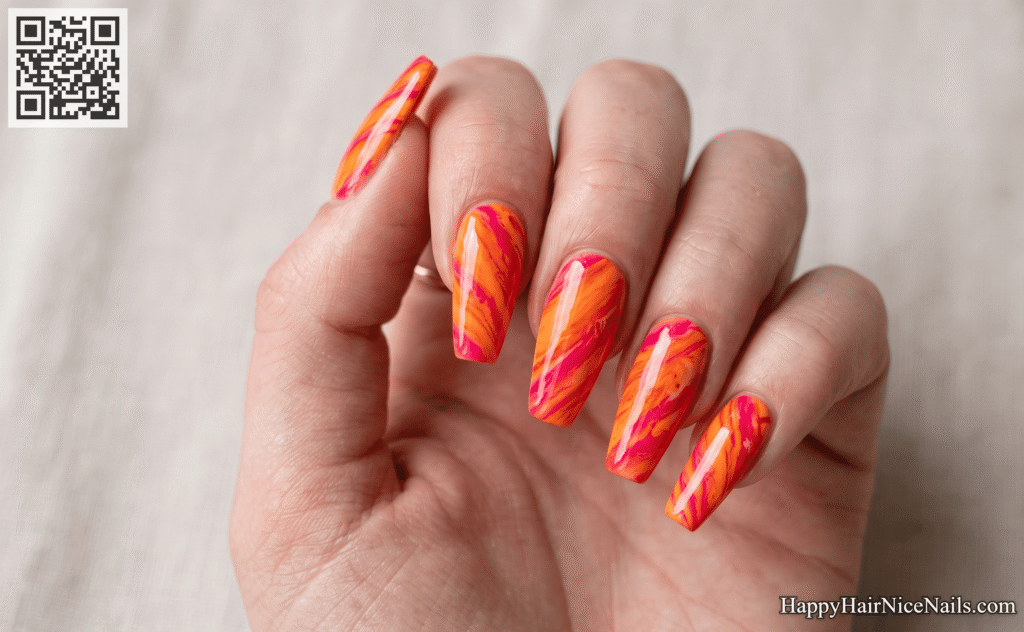 Mai Tai Swirl Vacation Nails