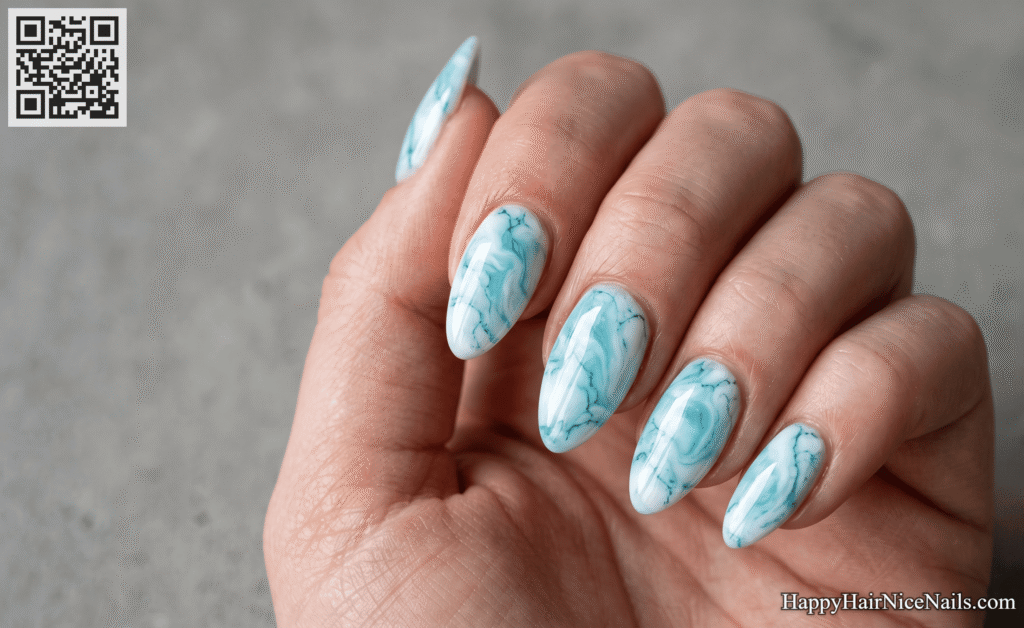 Aqua Marble Nails