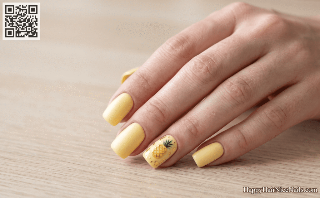 Pineapple Gold Vacation Nails