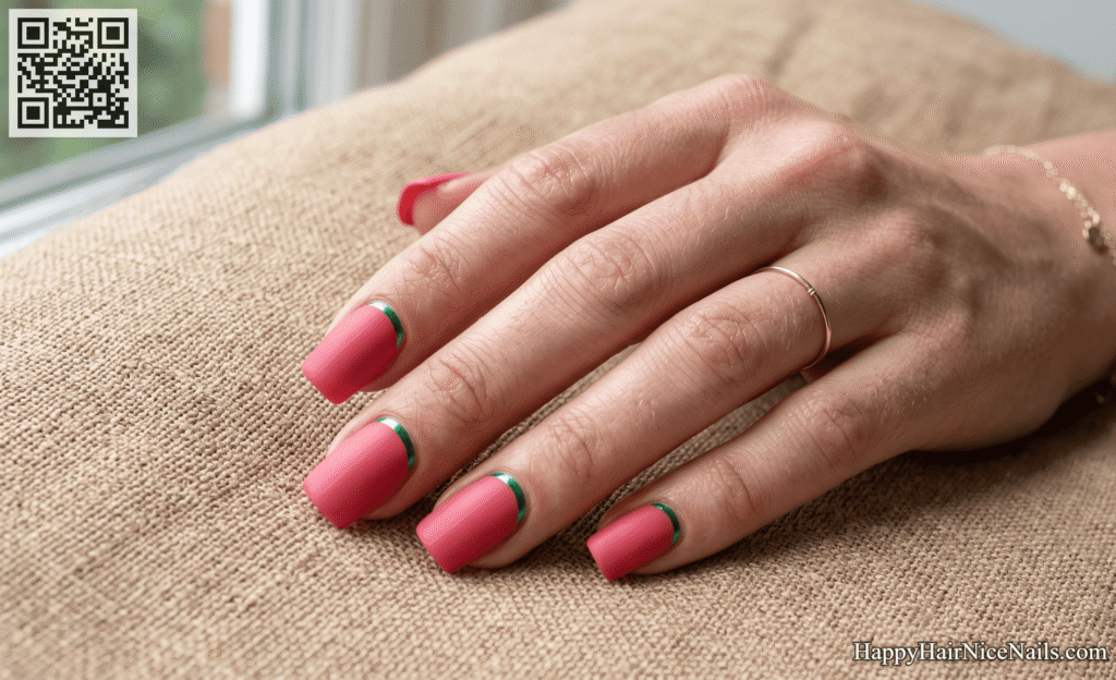 Watermelon Nails with Foil Rind Accent