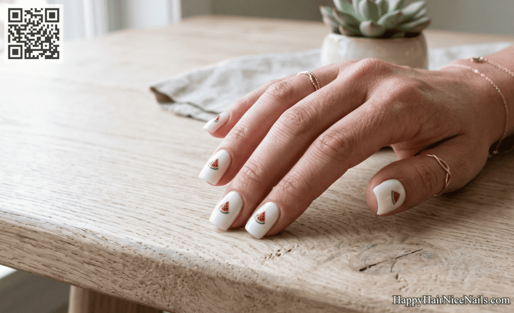  Watermelon Nails with Stamped Slice Pattern