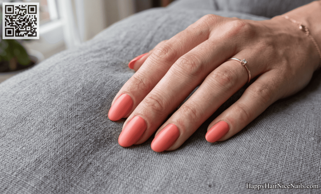 Coral Satin Watermelon Nails