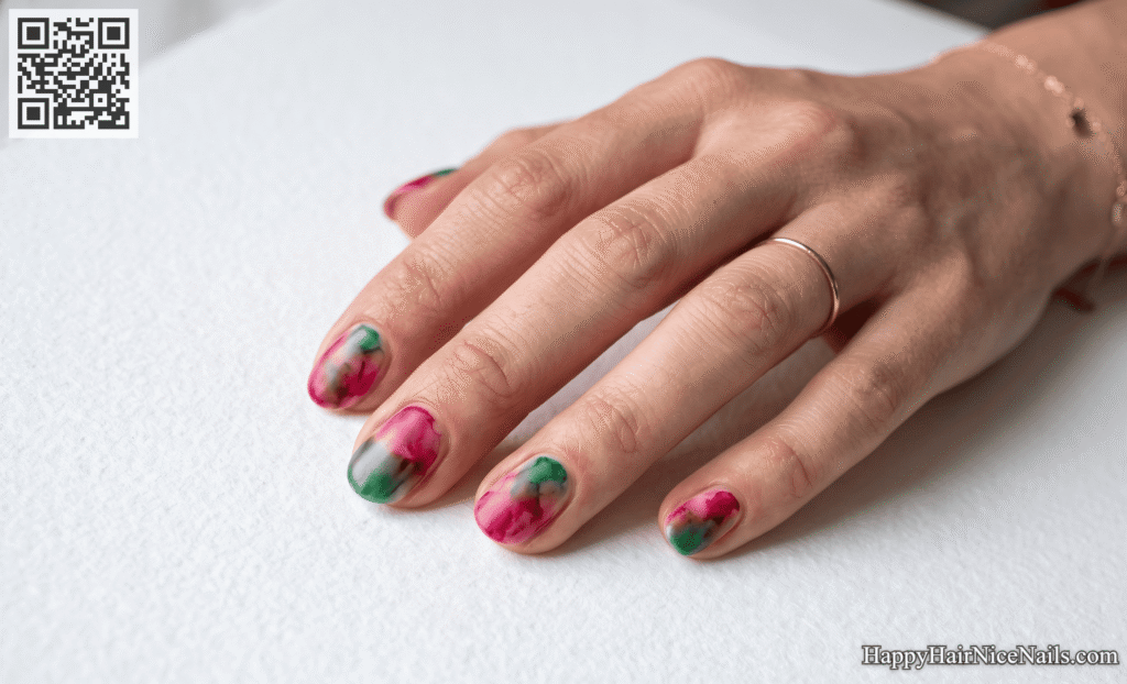 Watermelon Nails with Watercolor Blend Slice