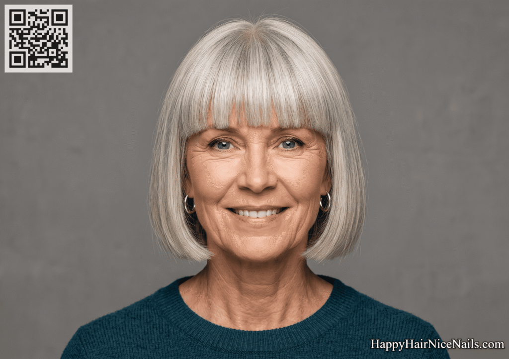 Boxy Bob Hairstyles for Women Over 50 with Blunt Fringe