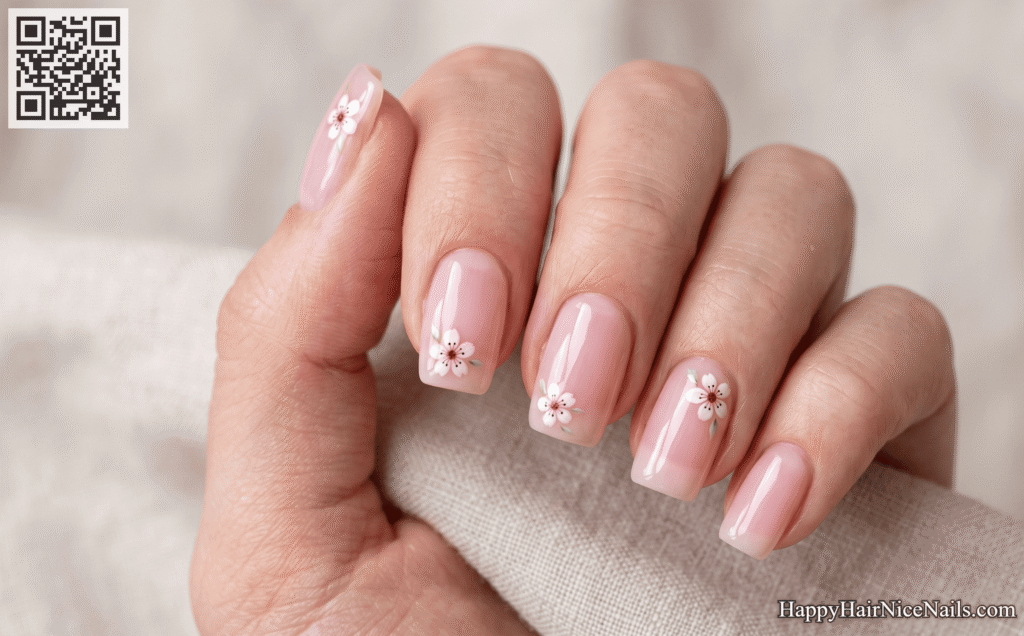  Pale Pink Jelly Cherry Blossom Nails