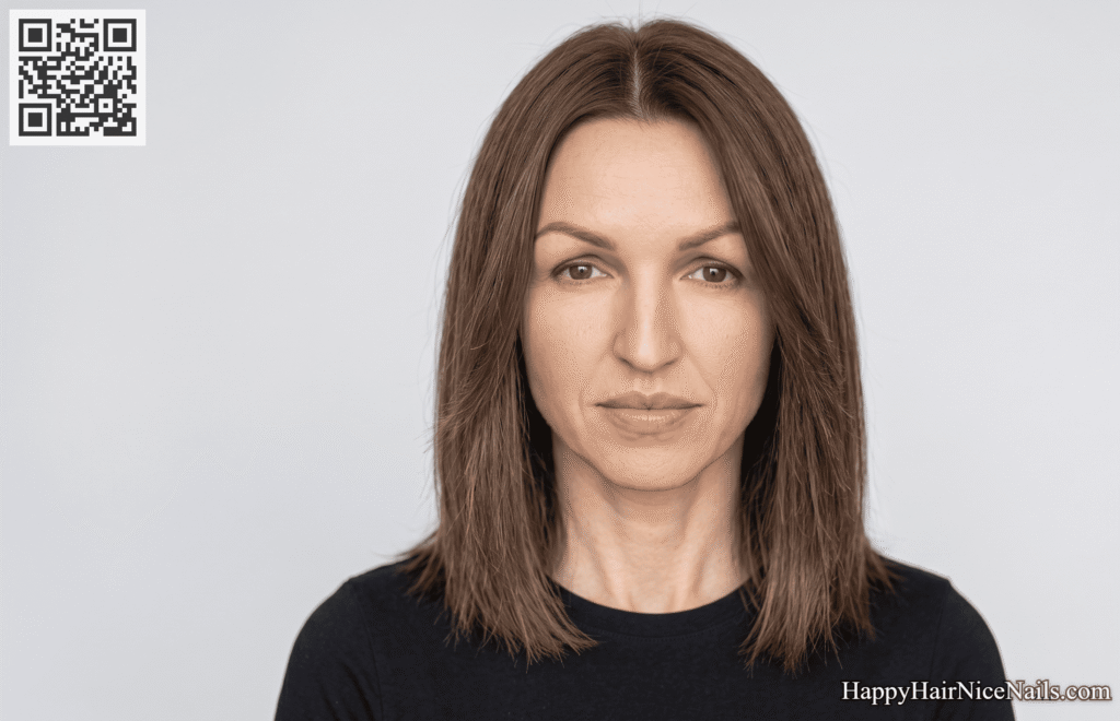 Center-Part Symmetrical Fine Hair Lob Hairstyles