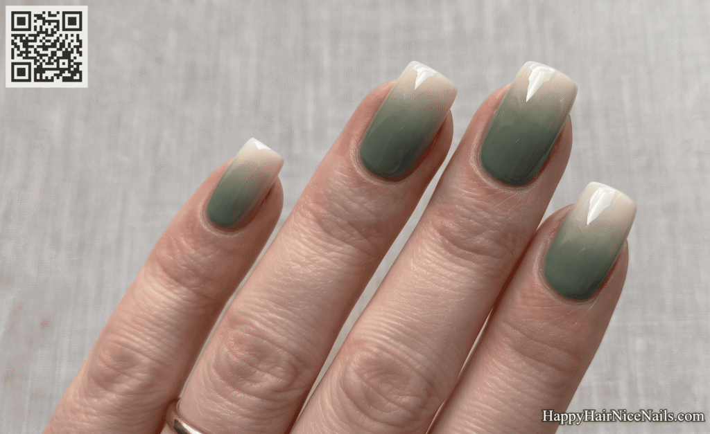  Sage Green Spring Nails Ombre to Cream