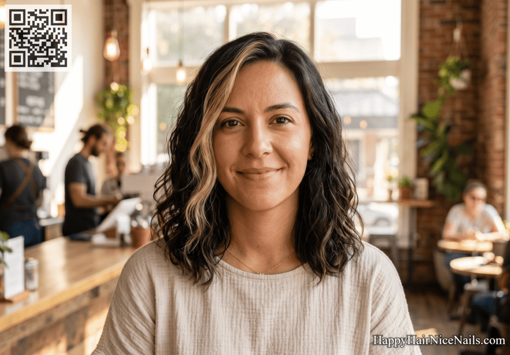 Money-Piece Wavy Lob Hairstyle